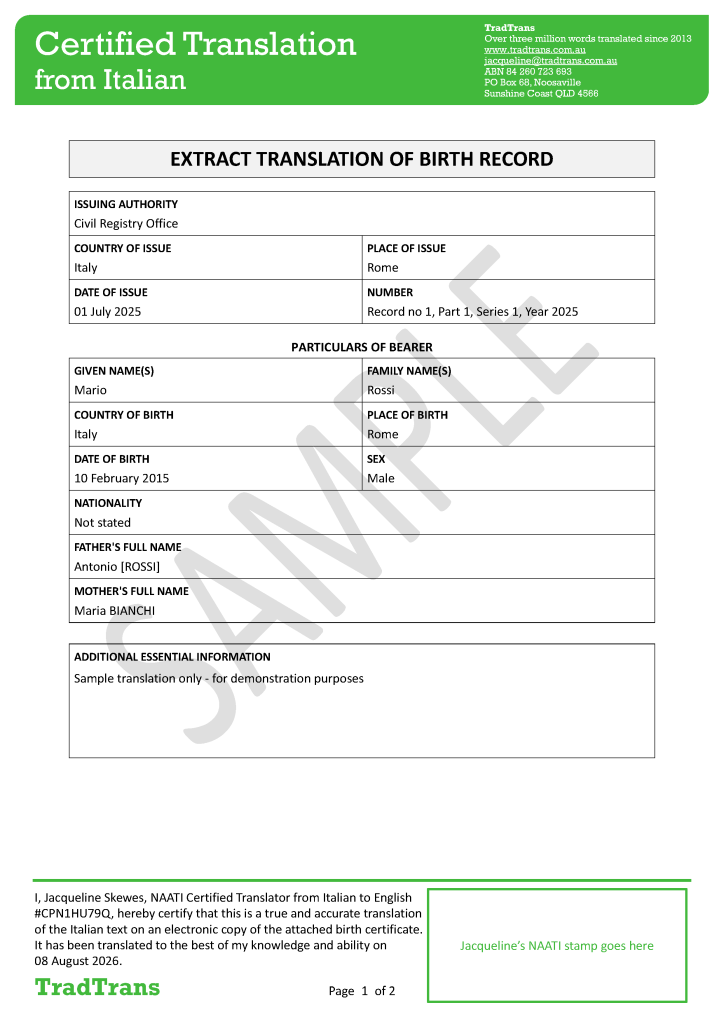 Extract translation